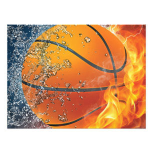 Flaming basketbal foto afdruk