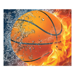 Flaming basketbal foto afdruk