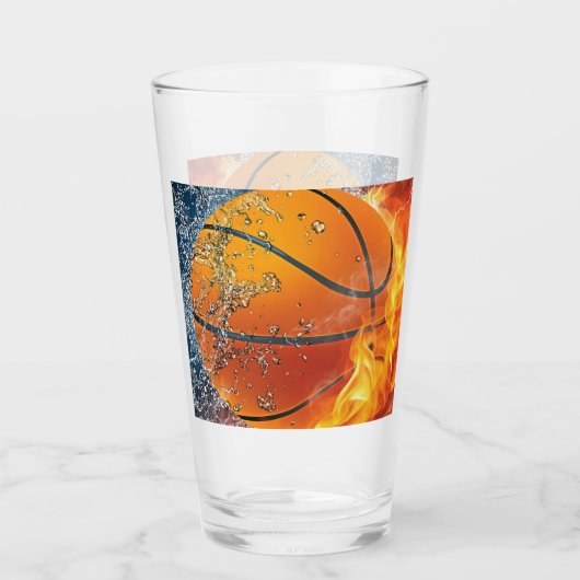 Flaming basketbal glas (Voorkant)
