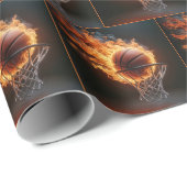 Flaming Basketbal in de Hoop Cadeaupapier (Rol Hoek)