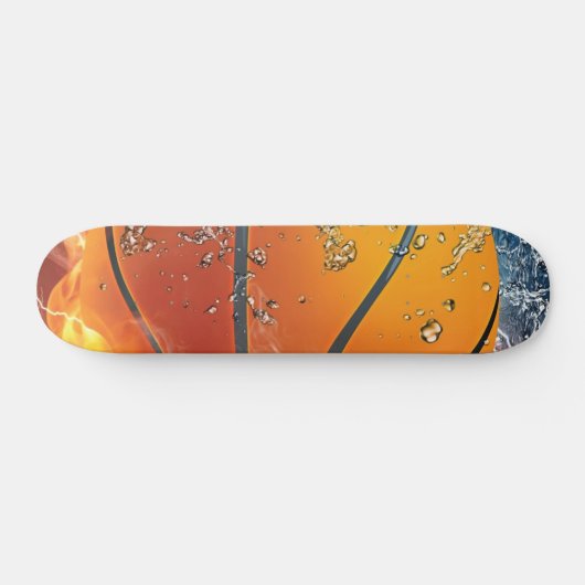Flaming basketbal skateboard (Horizontaal)