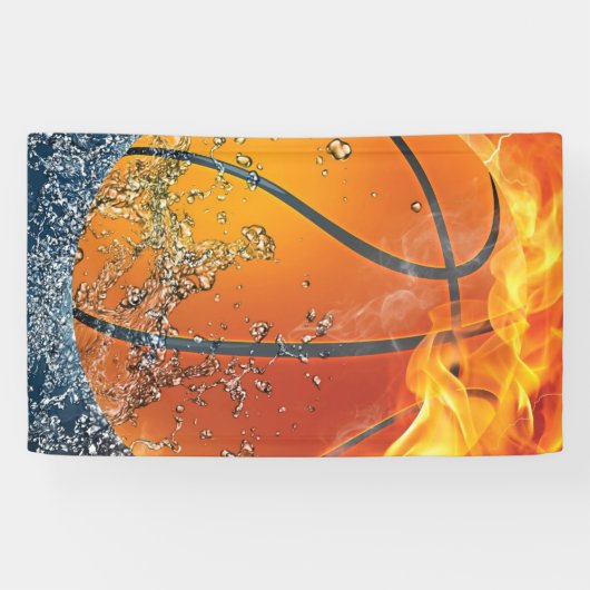 Flaming basketbal spandoek (Horizontaal)
