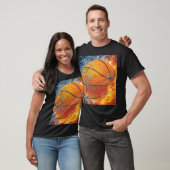 Flaming basketbal t-shirt (Unisex)