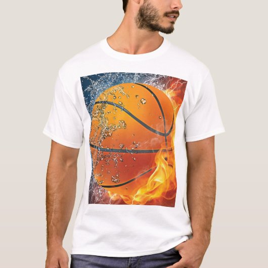 Flaming basketbal t-shirt (Voorkant)