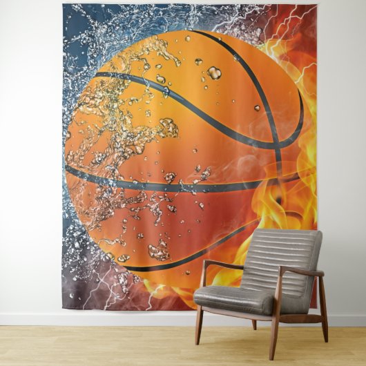 Flaming basketbal wandkleed (In situ)