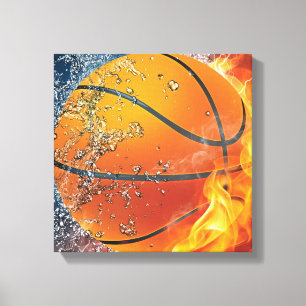 Flaming basketbal werpt kussen canvas afdruk