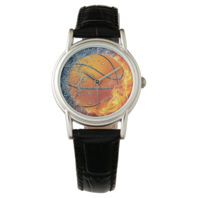 Flaming basketbal werpt kussen horloge (Voorkant)
