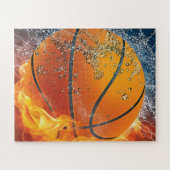 Flaming basketbal werpt kussen legpuzzel (Horizontaal)