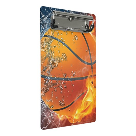 Flaming basketbal werpt kussen mini klembord (Schuin)