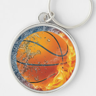Flaming basketbal werpt kussen sleutelhanger