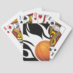 Flaming Basketball Black en White Speelkaarten