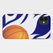 Flaming Basketball Blue en White Case-Mate iPhone Case (Achterkant (horizontaal))