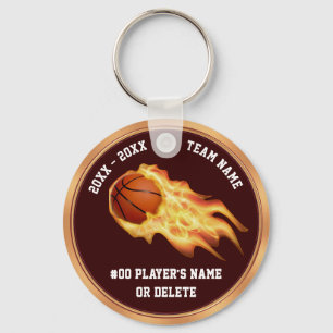 Flaming Basketball Gifts for Players PERSONALIZED Sleutelhanger