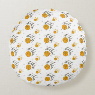 Flaming Basketball Rond Kussen