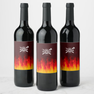 Flaming BBQ - Custom Steak House Wijn Etiket