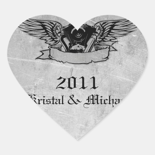 Flaming Biker Envelope Seals Hart Sticker (Voorkant)