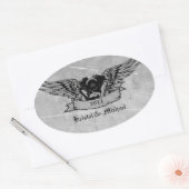 Flaming Biker Envelope Seals Ovale Sticker (Envelop)