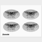 Flaming Biker Envelope Seals Ovale Sticker (Vel)