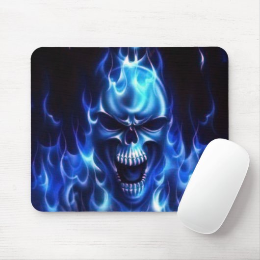 Flaming Blue Skull Muismat (Met muis)