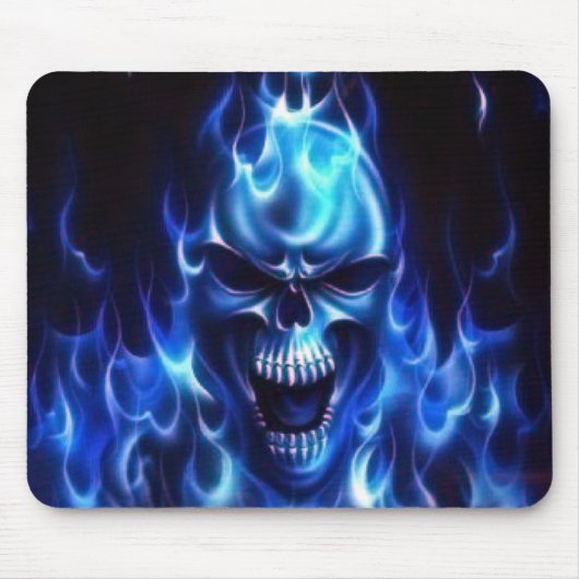 Flaming Blue Skull Muismat (Voorkant)