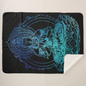 Flaming Buddha in Blauwgroen en blauw Sherpa Deken (Voorkant (horizontaal))