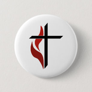 Flaming Cross Ronde Button 5,7 Cm