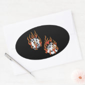 Flaming Dice Ovale Sticker (Envelop)