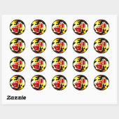 Flaming Dice Ronde Sticker (Vel)