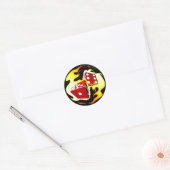 Flaming Dice Ronde Sticker (Envelop)