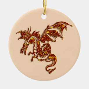 Flaming Dragon Keramisch Ornament