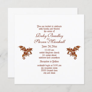 Flaming Dragon White Fantasy Wedding Theme Kaart