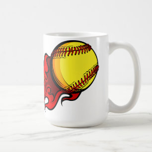 Flaming Fastpitch Softball Coffee Mok