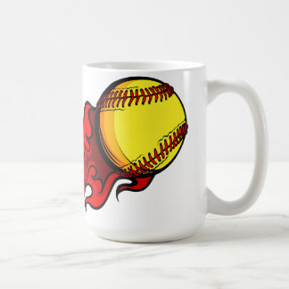 Flaming Fastpitch Softball Coffee Mok