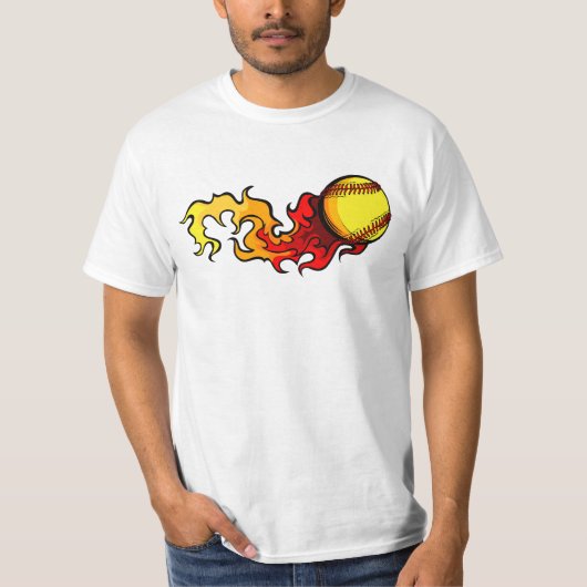 Flaming Fastpitch Softball T-Shirt (Voorkant)