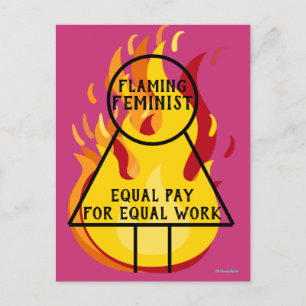 Flaming Feminist Equal Pay Equal Work 15 Briefkaart
