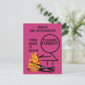 Flaming feminist Smash the Patriarchy 9 Briefkaart (Staand voorkant)