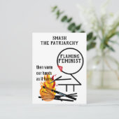 Flaming feminist Smash the Patriarchy 9 Briefkaart (Staand voorkant)