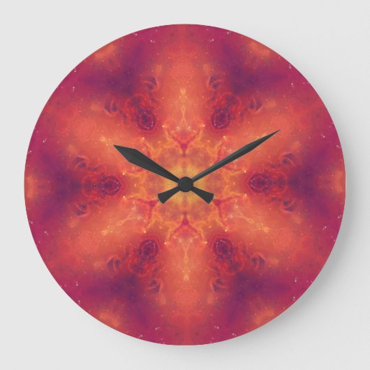 Flaming Fiery Phoenix Burning Snowflake Grote Klok (Voorkant)