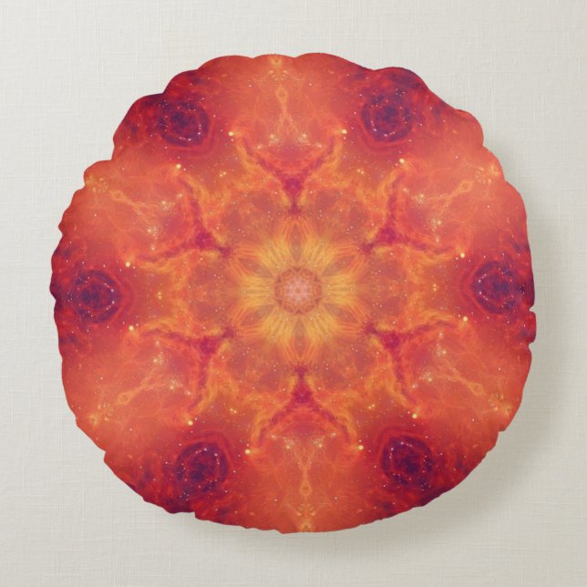 Flaming Fiery Phoenix Burning Snowflake Rond Kussen (Voorkant)