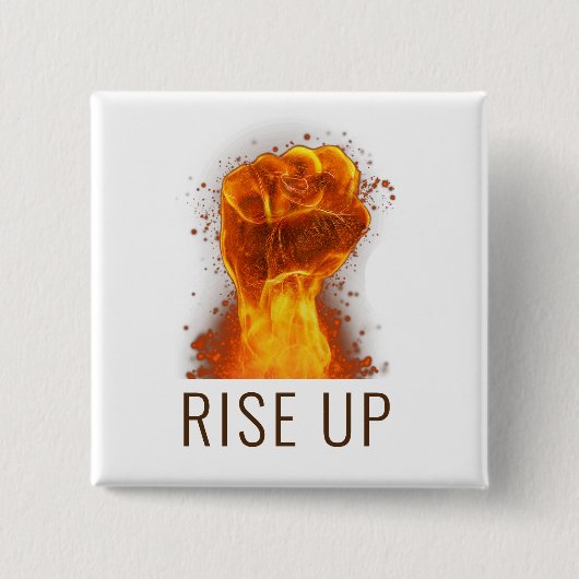 Flaming Fist Rise Up Vierkante Button 5,1 Cm (Voorkant)