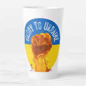 Flaming Fist Ukraine Flag Resistance Latte Mok (Voorkant)
