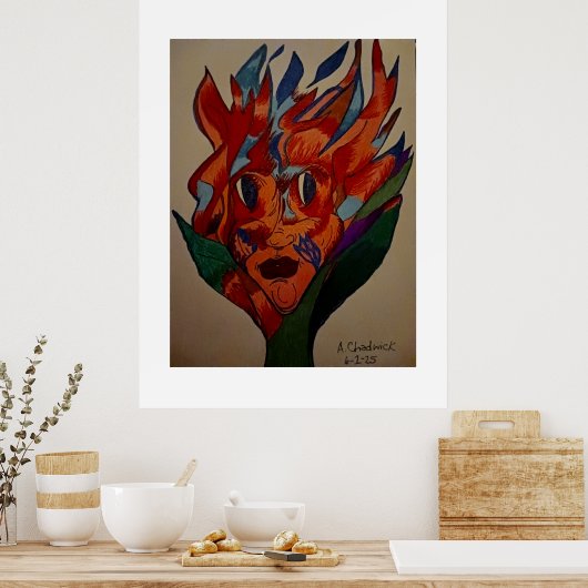 Flaming Flower Animation Art Print (Keuken)