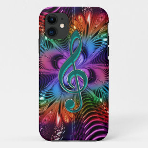 Flaming Fractal Music Treble Clef Hoesje voor iPho