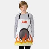 Flaming gietijzeren koekenpan gepersonaliseerd schort (Gedragen)