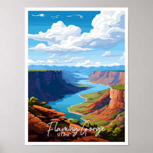 Flaming Gorge Utah Art Travel illustratie Poster