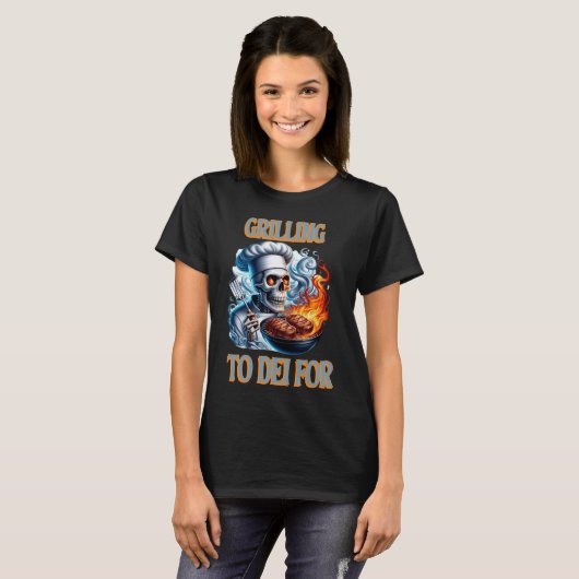 Flaming Grilling Skelet T-shirt (Voorkant volledig)