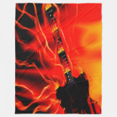Flaming Guitar Fleece Deken (Voorkant)