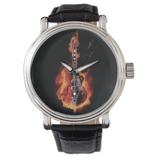 Flaming Guitar Horloge