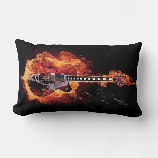 Flaming Guitar Kussen (Voorkant)