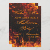 Flaming Halloween Party Invitation Kaart (Voorkant / Achterkant)